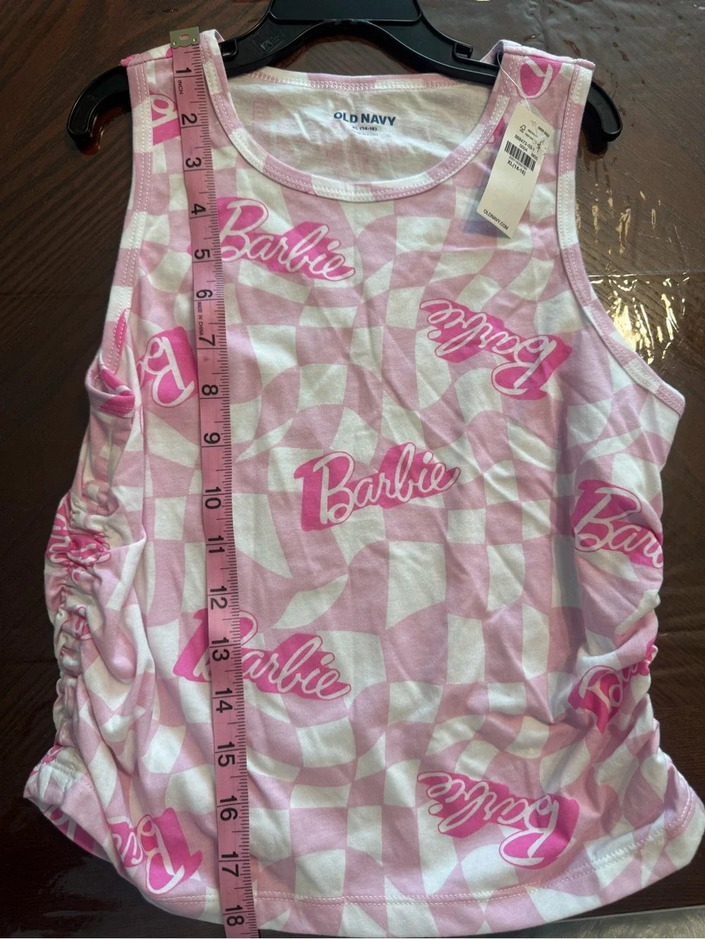 Old Navy Pink & White Barbie Checkerboard Tank